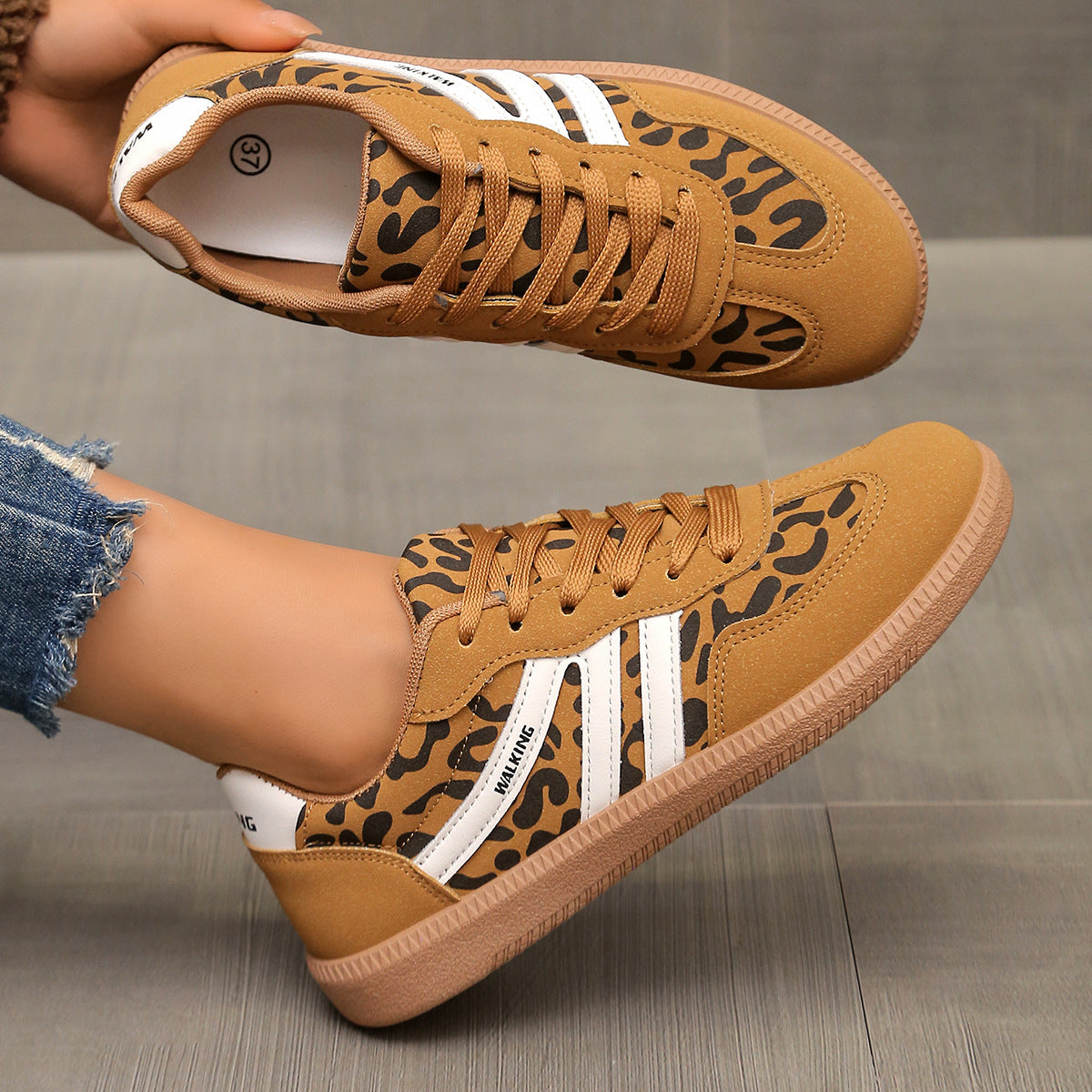 Ann Retro Stripe Suede-Look Trainers