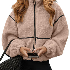Kirsty Teddy Zip Jacket with Contrast Piping