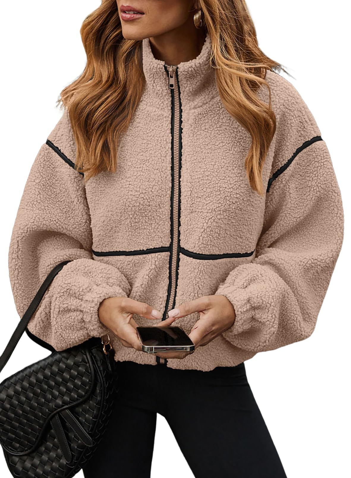 Kirsty Teddy Zip Jacket with Contrast Piping