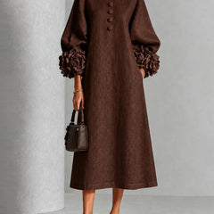 Belinda | Rosette Cuff Button Midi Dress