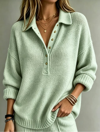 Sally | Polo Collar Button Knit Jumper