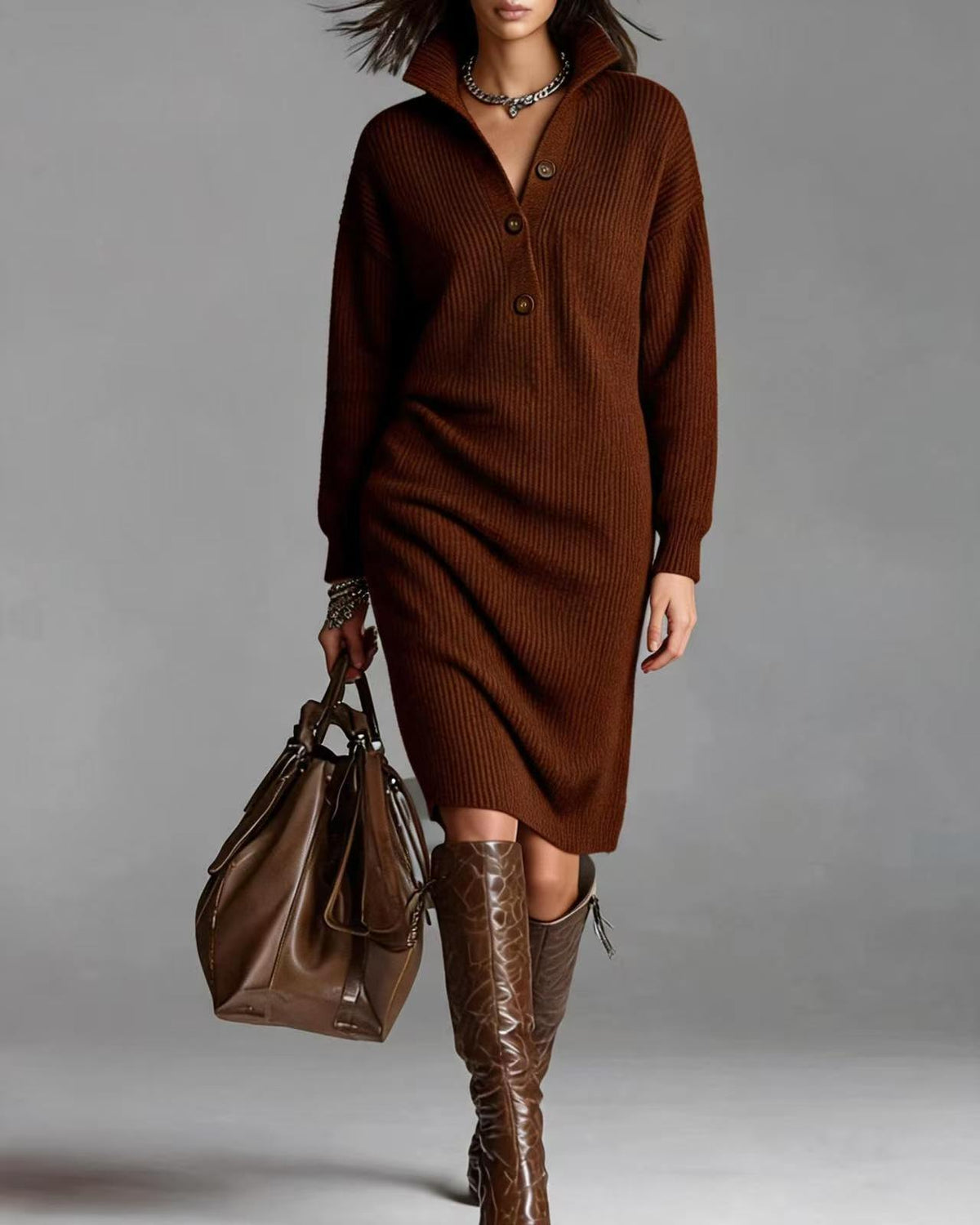 Deirdre | Polo Collar Knit Jumper Dress