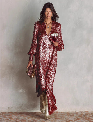 Joanne Long Sleeve Sequin Maxi Dress