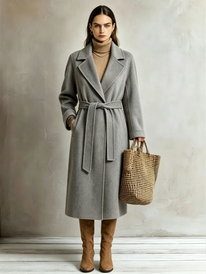 Gina Long Belted Wrap Coat