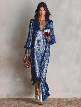 Joanne Long Sleeve Sequin Maxi Dress