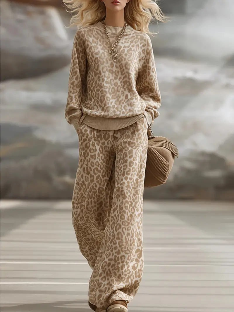 Hazel | Print Jumper and Wide-Leg Trouser Set