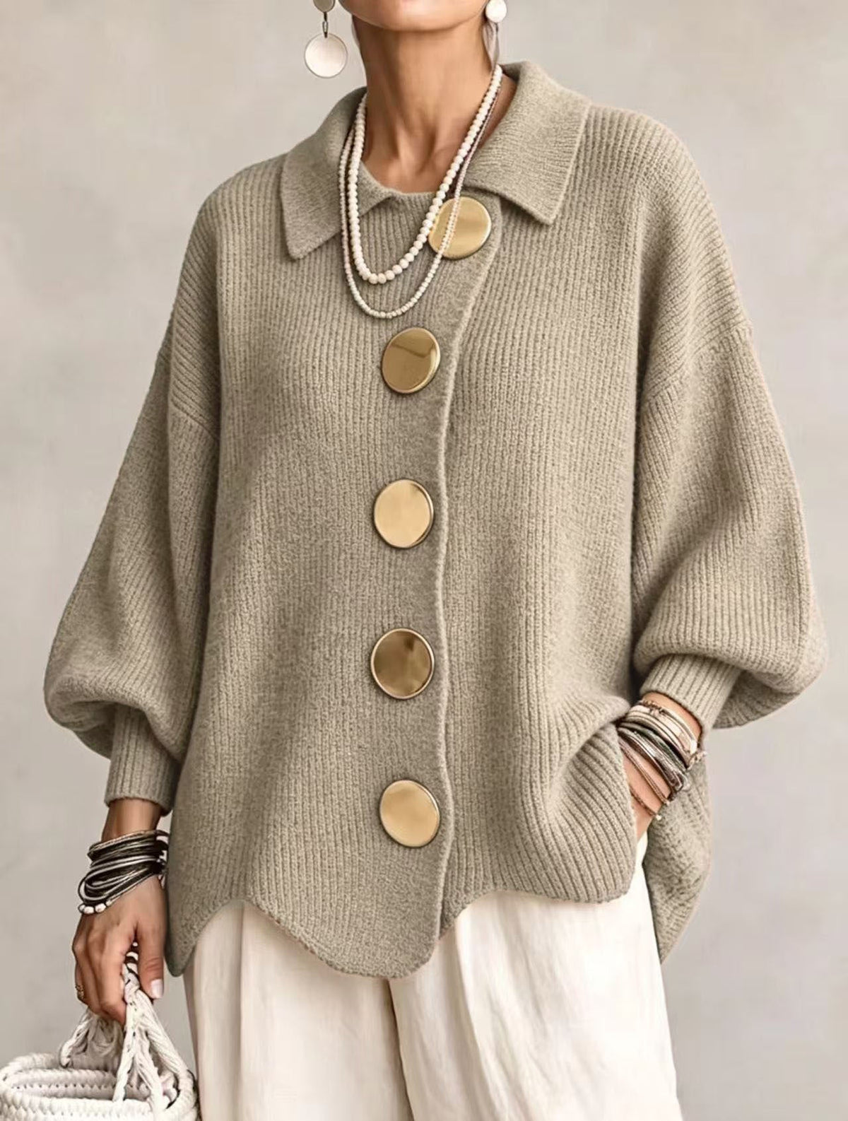 Eleanor™ | Graceful Statement Button Knit