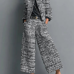 Lois | Tweed-Look Cropped Jacket and Wide-Leg Trouser Set