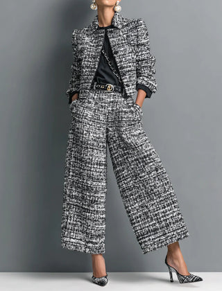 Lois | Tweed-Look Cropped Jacket and Wide-Leg Trouser Set