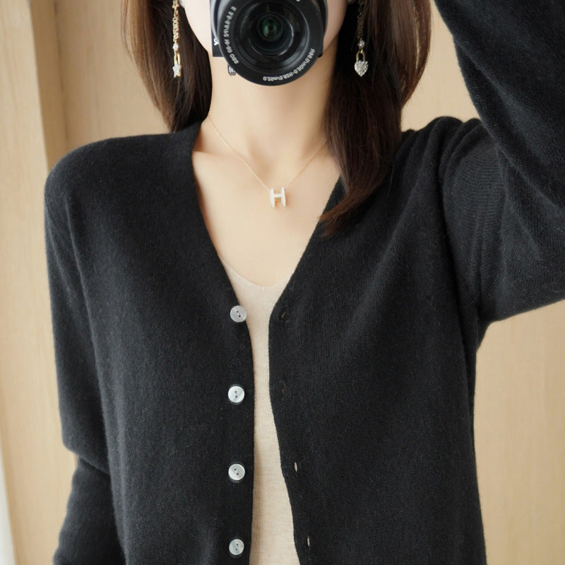 Tanya V-Neck Button Front Fine Knit Cardigan