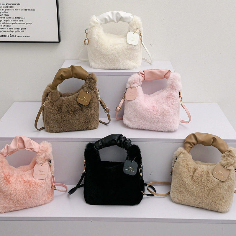 Debbie Faux Fur Shoulder Bag with Top Handle