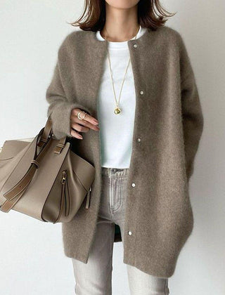 Leanne Soft Fluffy Knit Press Stud Jacket