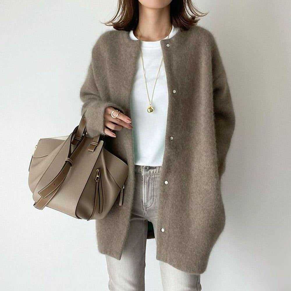 Leanne Soft Fluffy Knit Press Stud Jacket
