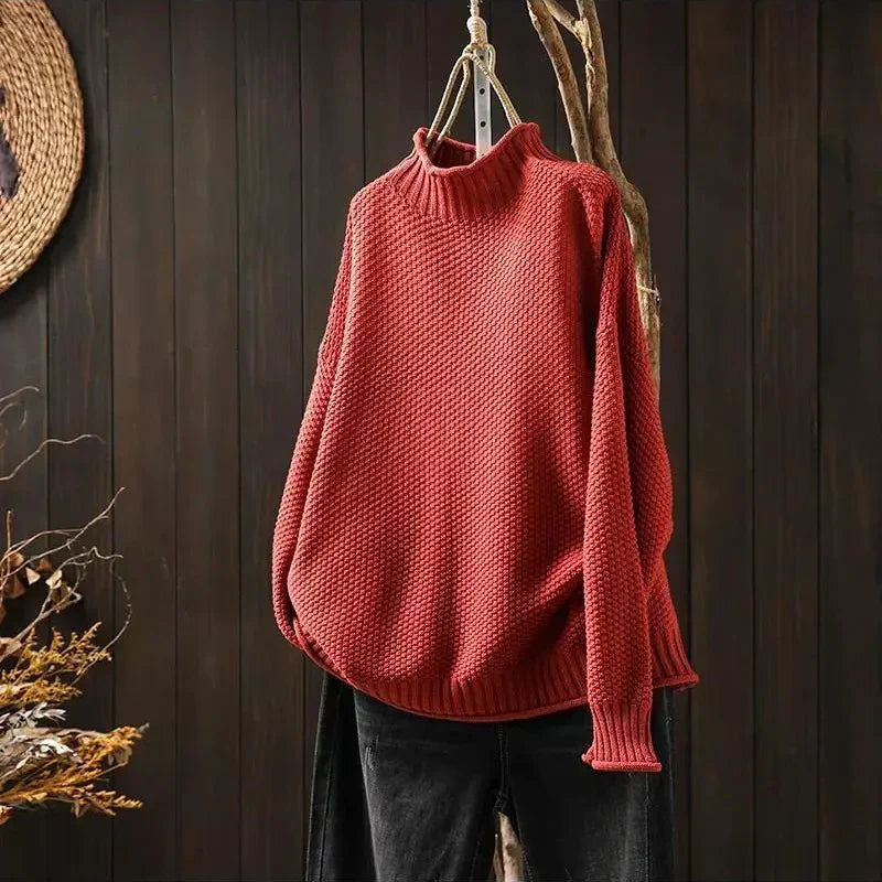 Irene Textured Mock Neck Knit Jumper