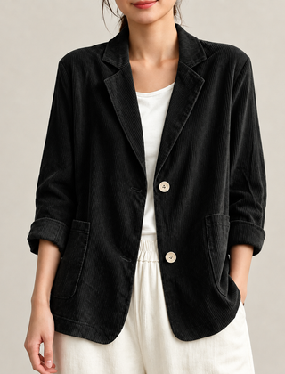 Dawn Relaxed Corduroy Blazer in Black