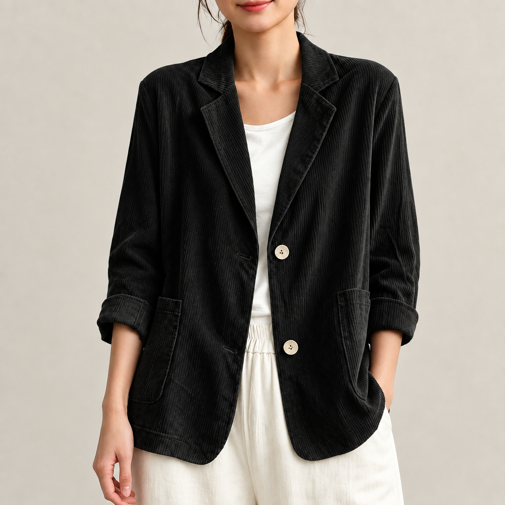 Dawn Relaxed Corduroy Blazer in Black