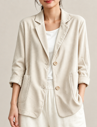 Dawn Relaxed Corduroy Blazer in Ivory