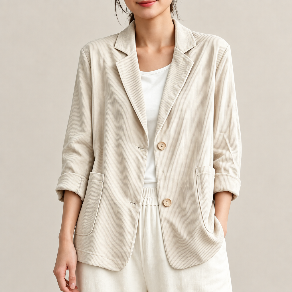 Dawn Relaxed Corduroy Blazer in Ivory