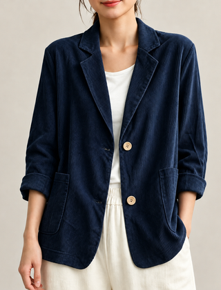 Dawn Relaxed Corduroy Blazer in Navy