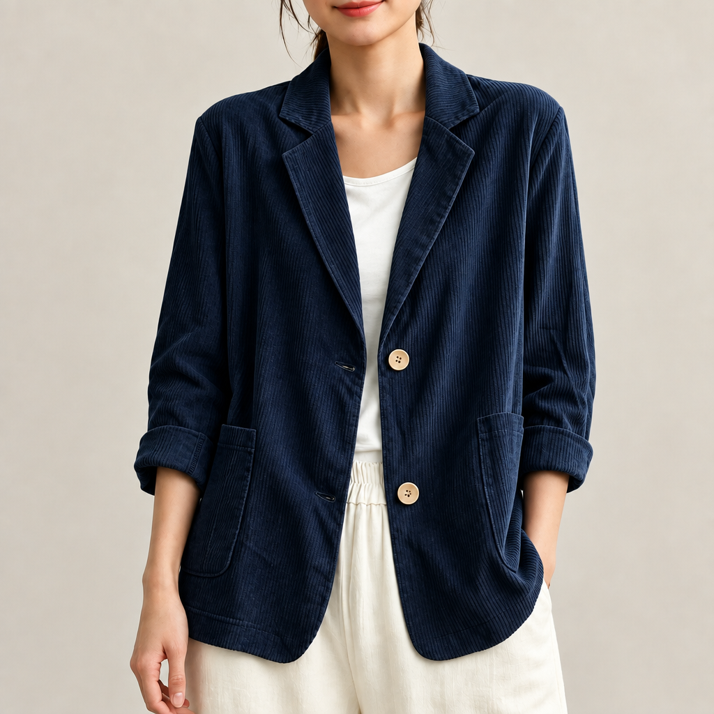 Dawn Relaxed Corduroy Blazer in Navy