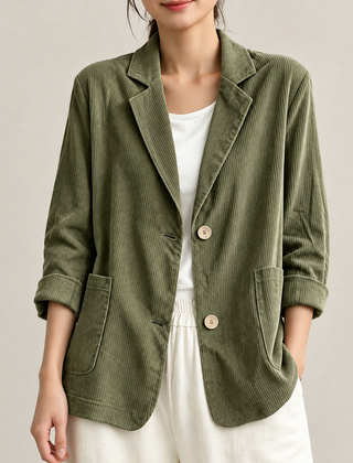 Dawn Relaxed Corduroy Blazer in Olive