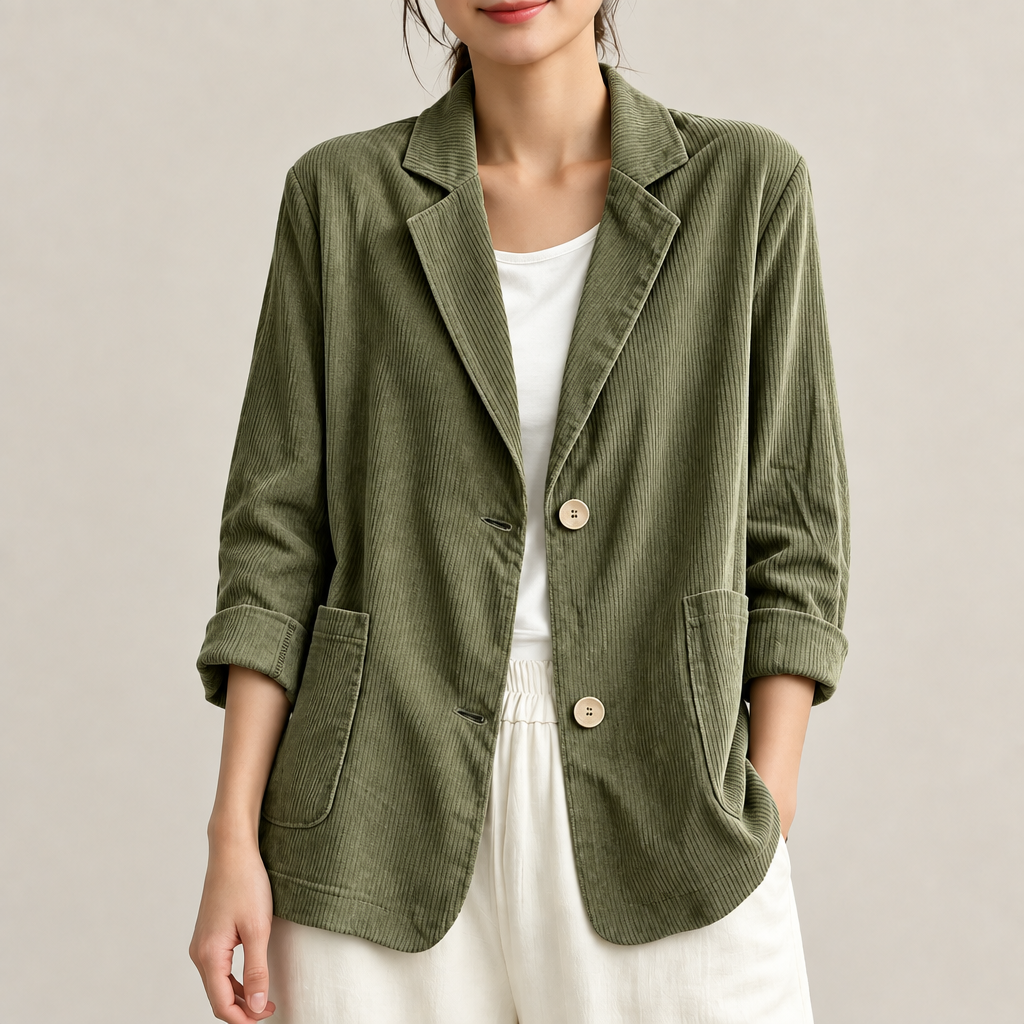 Dawn Relaxed Corduroy Blazer in Olive