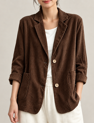 Dawn Relaxed Corduroy Blazer in Brown