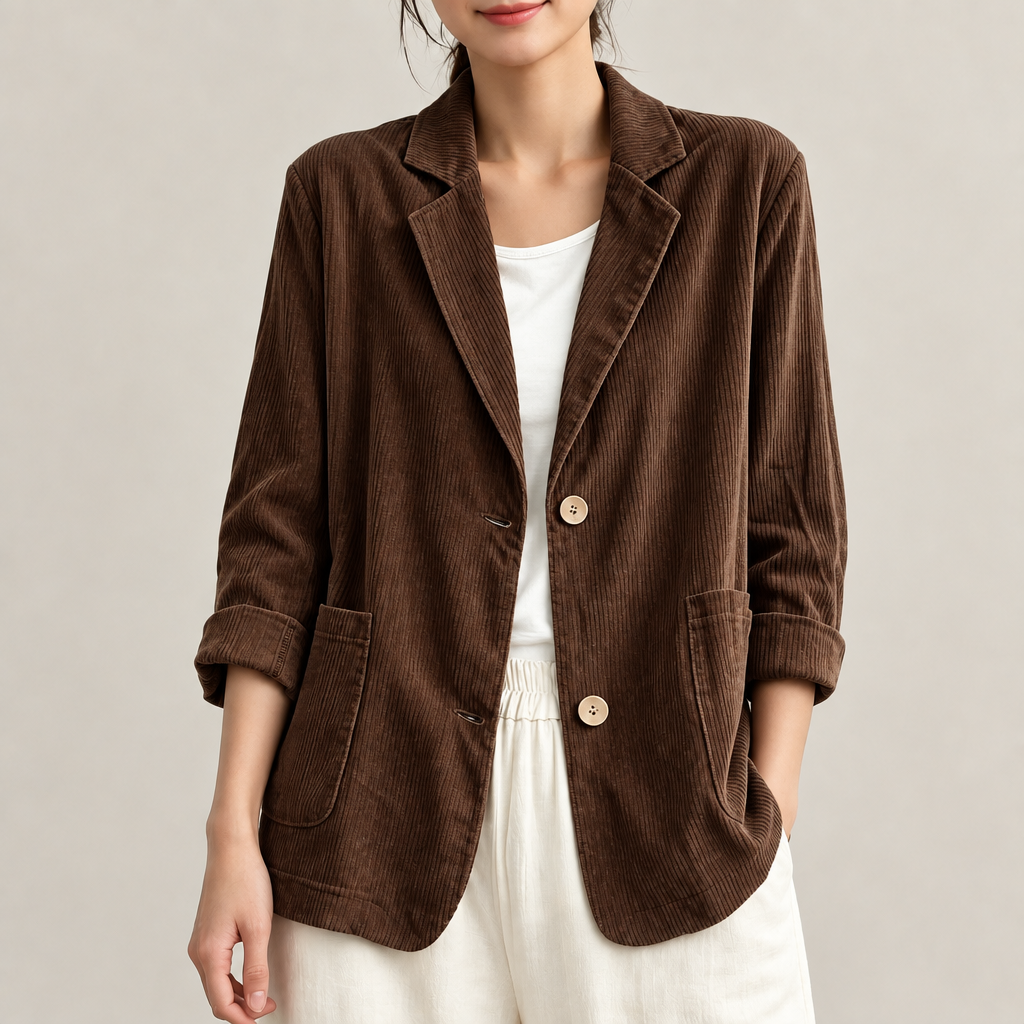 Dawn Relaxed Corduroy Blazer in Brown
