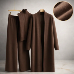 Celia Three-Piece Knit Set with Long Cardigan