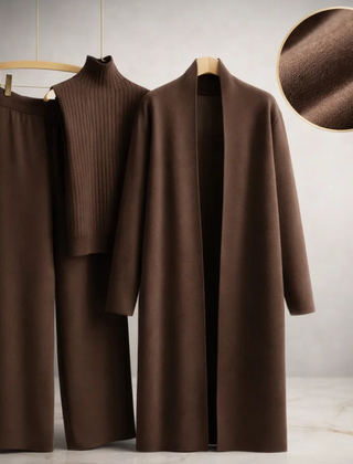 Celia Three-Piece Knit Set with Long Cardigan