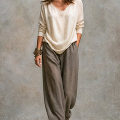 Jennifer Layered Three-Piece Wide-Leg Set top and trousers
