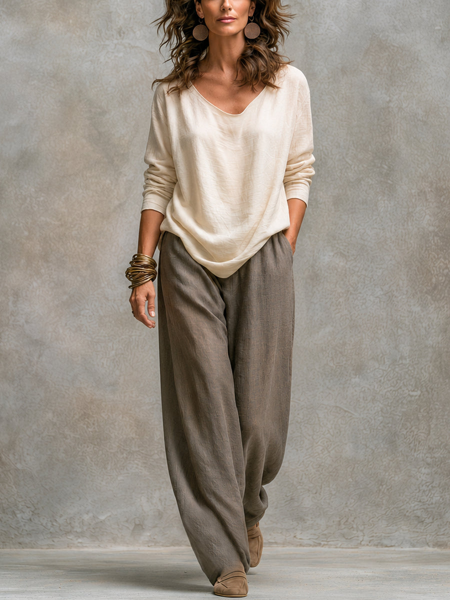 Jennifer Layered Three-Piece Wide-Leg Set top and trousers