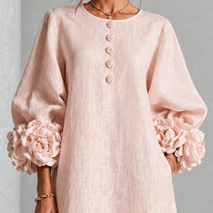 Belinda | Rosette Cuff Button Midi Dress