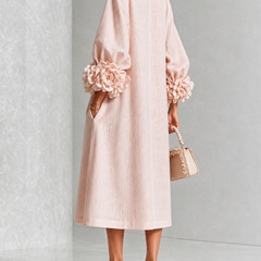 Belinda | Rosette Cuff Button Midi Dress