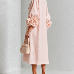 Belinda | Rosette Cuff Button Midi Dress