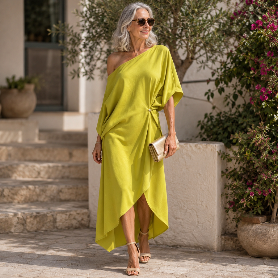 Camille™ | Graceful One-Shoulder Midi Dress