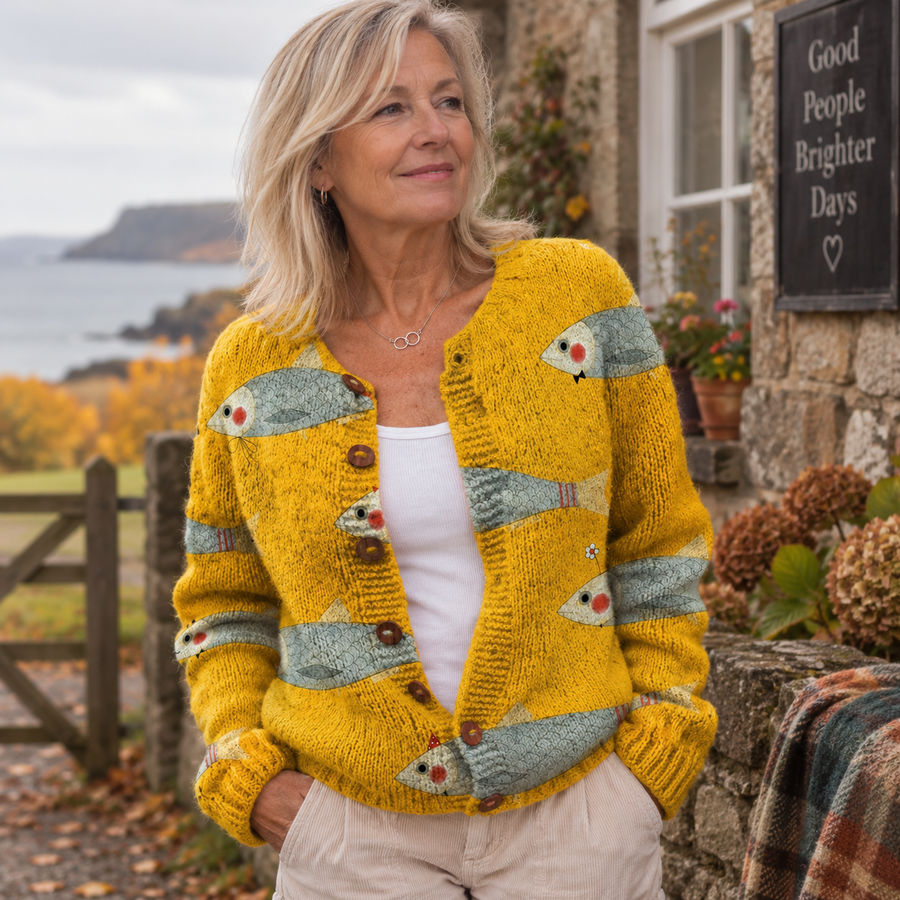 Marina™ | Playful Fish Button Cardigan | BER 1.48