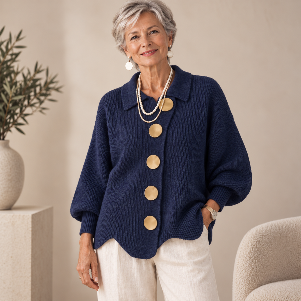 Eleanor™ | Graceful Statement Button Knit