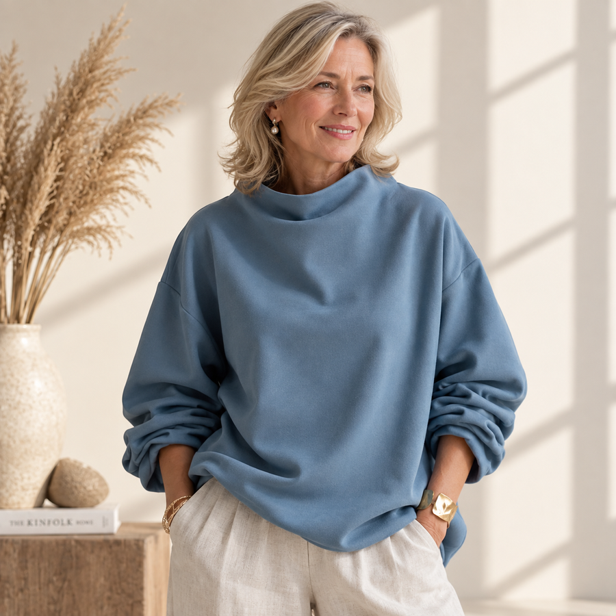 Audrey™ | Elegant High Neck Relaxed Top