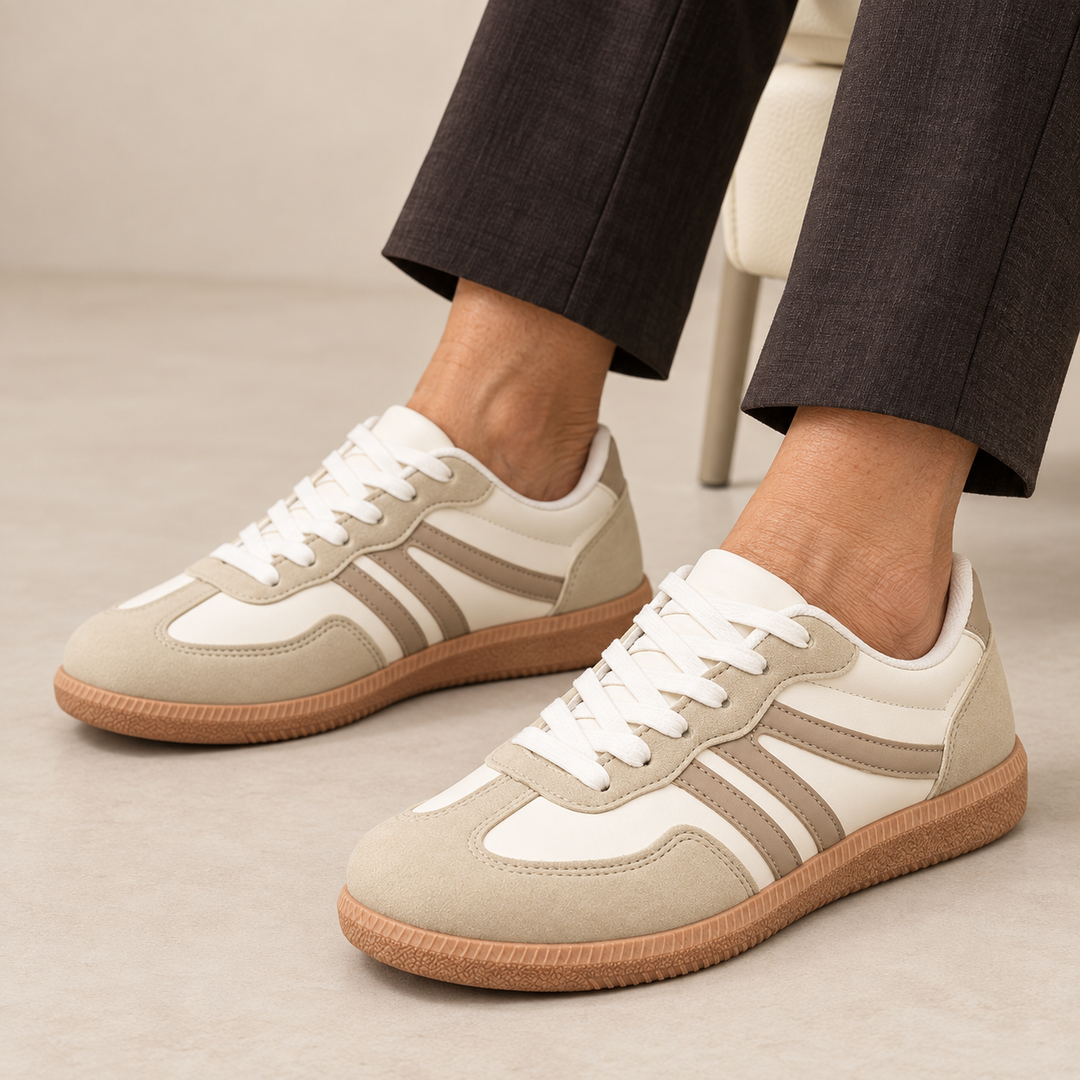 Sue Retro Stripe Suede-Look Trainers