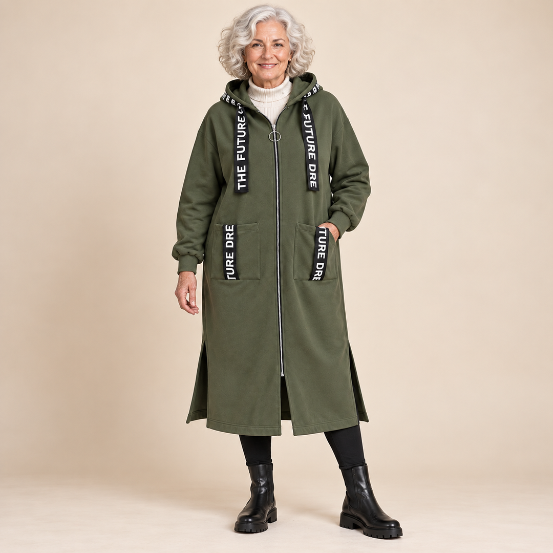 Doreen Long Hooded Zip Coat