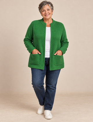 Betty Knitted Pocket Cardigan in Green