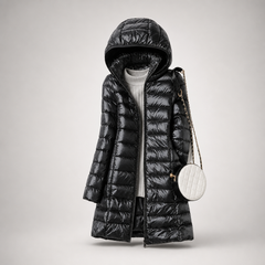 Karen Lightweight Longline Down Coat with Hood