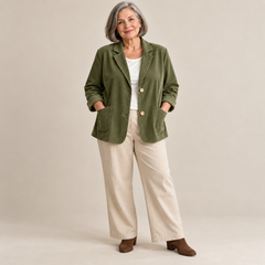 Carolyn Relaxed Corduroy Blazer in Olive