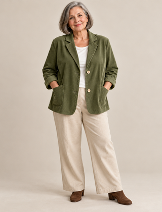 Carolyn Relaxed Corduroy Blazer in Olive