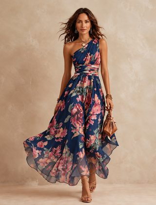 Geraldine One-Shoulder Floral Maxi Dress