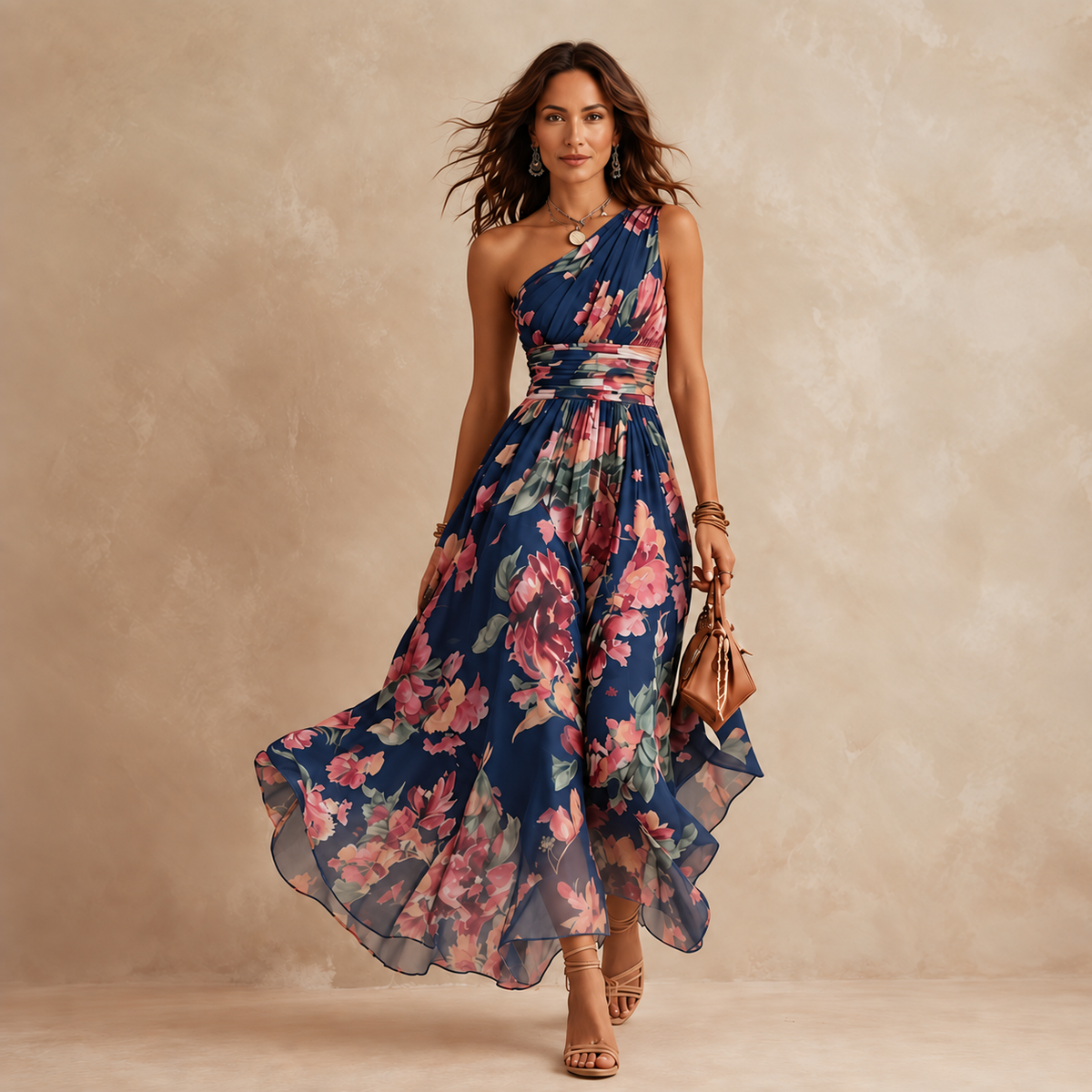 Geraldine One-Shoulder Floral Maxi Dress