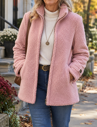 Joy Cosy Teddy Fleece Stand Collar Jacket