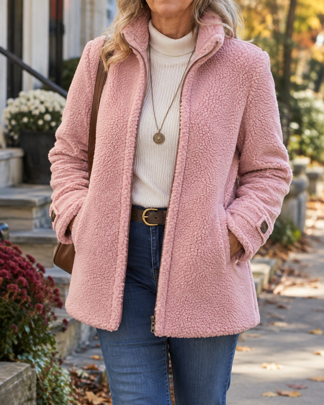 Joy Cosy Teddy Fleece Stand Collar Jacket