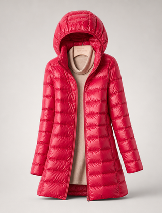 Karen Lightweight Longline Down Coat with Hood